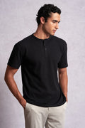 Camiseta Henley Texture Ankor - Preto