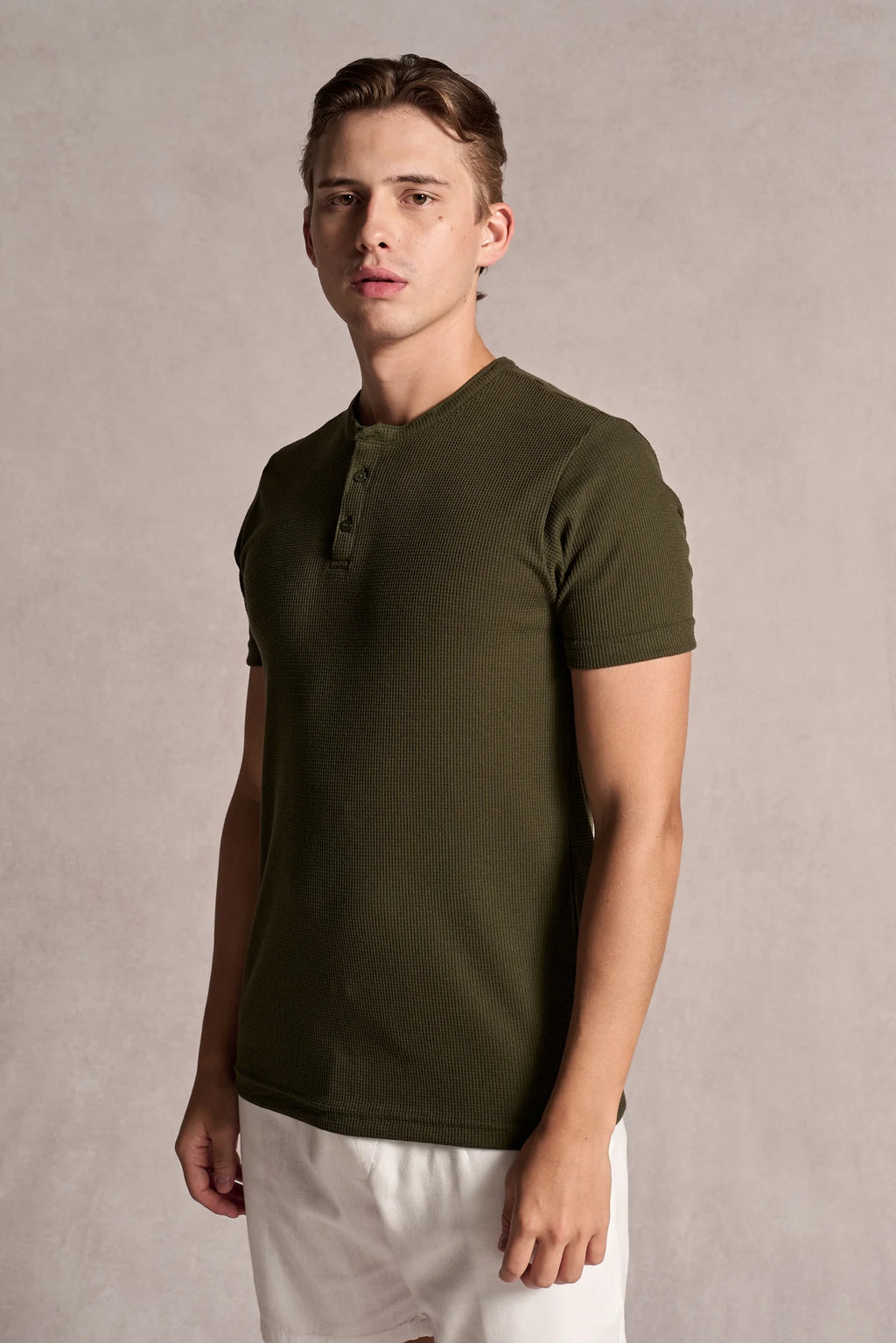 Camiseta Henley Texture Ankor - Verde Militar