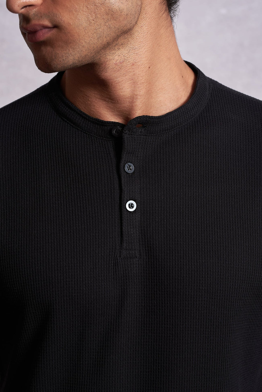 Camiseta Henley Texture Ankor - Preto